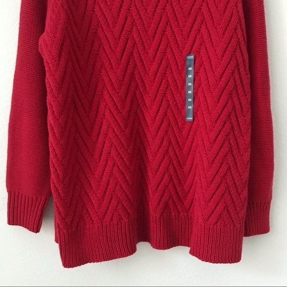 New! Chaps Cable Knit Mockneck Red Holiday Sweater Plus Size 0X - Picture 6 of 13